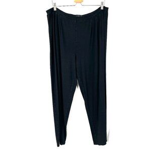 Eileen Fisher comfortable stretch pants slight pleats elastic waist comfy L